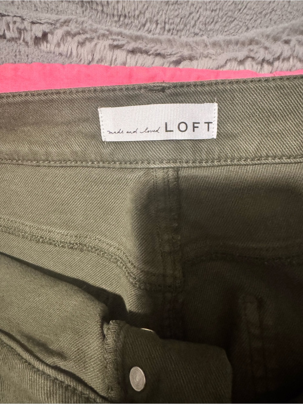 NWOT LOFT Green Denim Welt Pocket High Rise Kick Crop Jeans size 12 - Picture 2 of 7